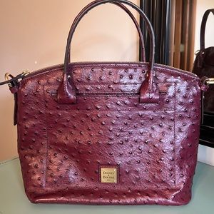 Dooney & Bourke Ostrich Domed Zip Satchel EUC w/Dustbag